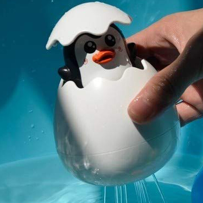 Mainan Mandi Bayi Anak Penguin Telur Semprotan Air Sprinkler Kamar Mandi Memercik Mainan Mandi Anak-anak Mainan Jam Tangan Air Berenang