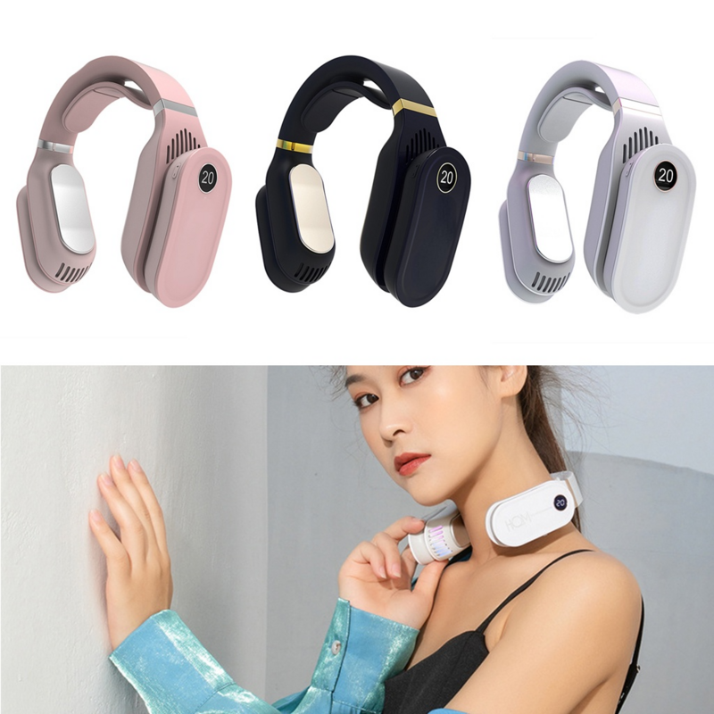 Portable Hanging Neck Fan Cooling Cooler Heating Air Conditioner Wearable Neck Massager Neck Fans Neck Hanging Cooling Fan