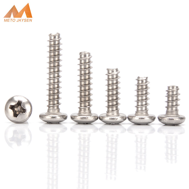 M1.4 M1.7 M2 M2.2 M2.6 304 Stainless Steel Phillips Pan Round Head Flat Tail Self-Tapping Screw Cross Recessed Tapping Bolts