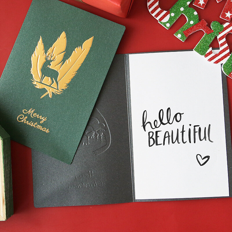 5 Chiếc Giáng Sinh Thiệp Cảm Ơn Thiệp Bao Da Ốp Lưng Giáng Sinh Tặng Kèm Postcard Sáng Tạo Trang Trí Giáng Sinh