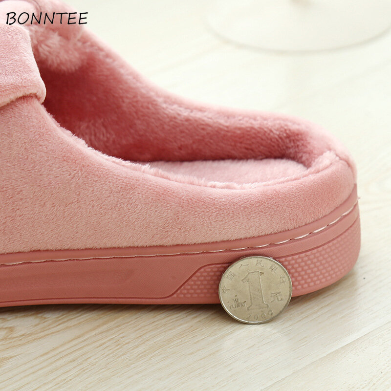 Zapatillas de casa de algodón para mujer, calzado sencillo de felpa suave, cálido y cómodo, antideslizante, Invierno
