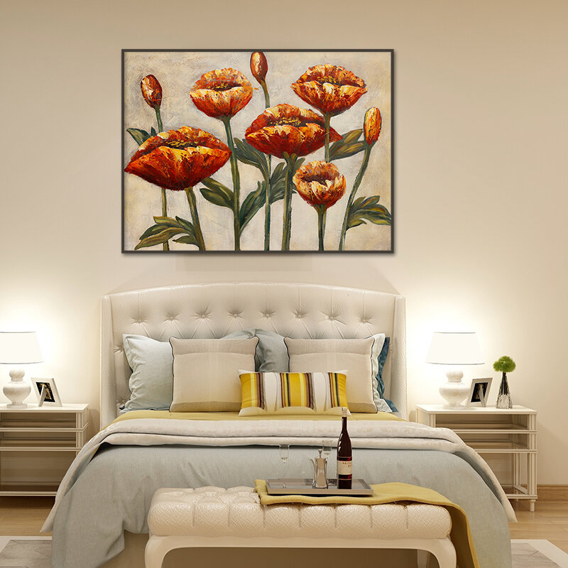 Retro grande vermelho flores pintura da parede lona decoração para casa cartazes arte fotos abstracto cuadros quarto sala de estar