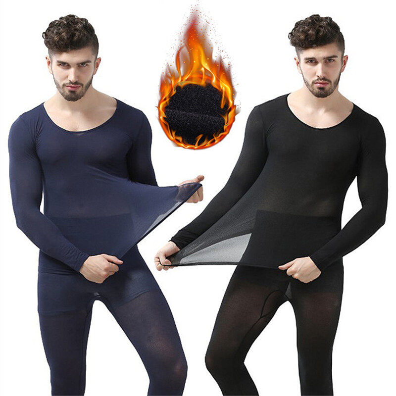 Ropa interior térmica de temperatura constante para hombre, ropa interior elástica ultrafina, sin costuras, larga, 37 grados, Invierno