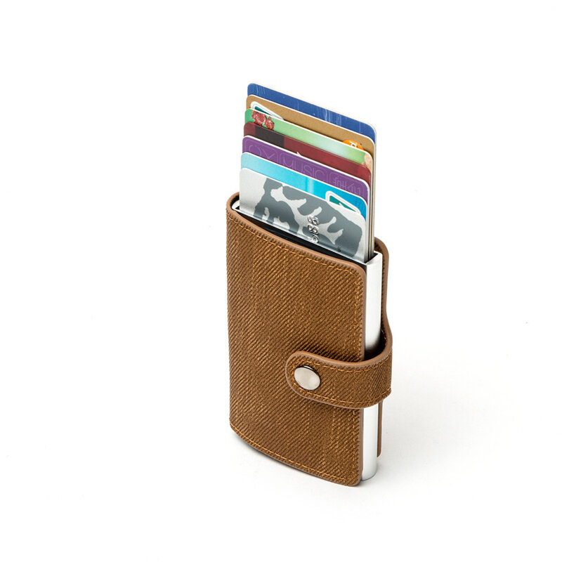 2021 nowy aluminiowy portfel męski antykradzieżowe etui na karty kredytowe RFID Business skórzany portfel z Hasp