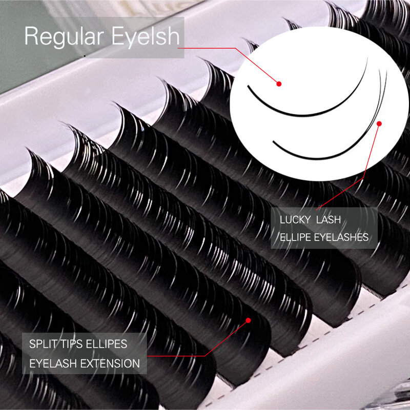 Split-tips ellipse flat lashes,silk fake eyelash extension individual eyelashes natural flat ellipse eyelashes supplies