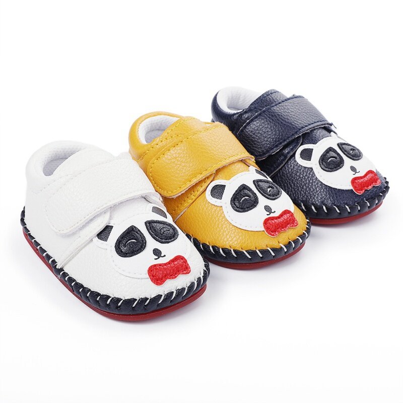 Zapatos antideslizantes de dibujos animados para bebé, suela suave para primeros pasos, para niño recién nacido, zapatos de cuero PU para niña