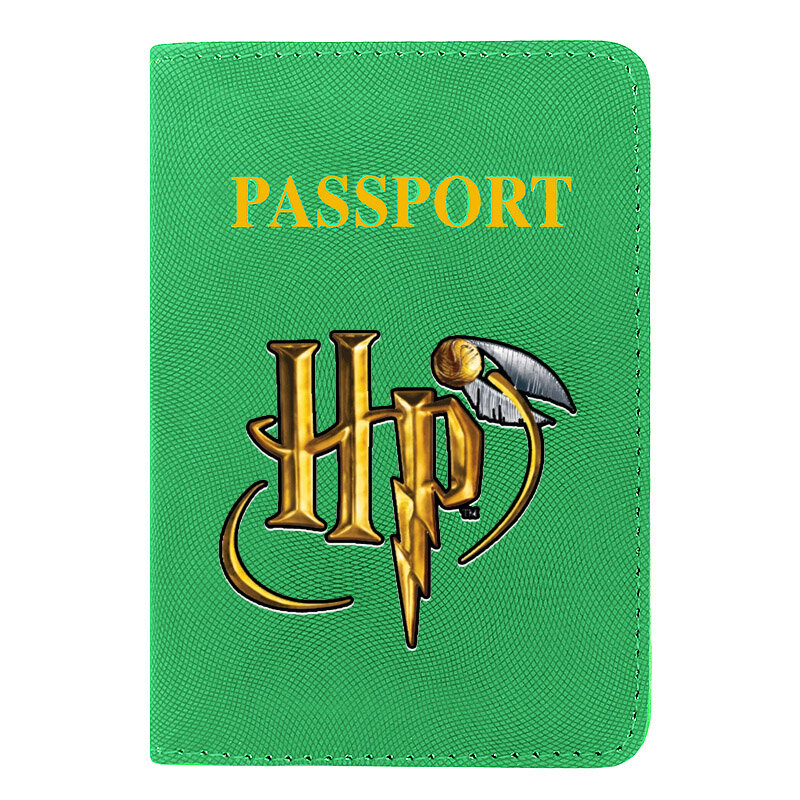 古典的なマジックアカデミーhpロゴ印刷女性男性パスポートカバーpuレザートラベルidクレジットカードホルダーポケット財布