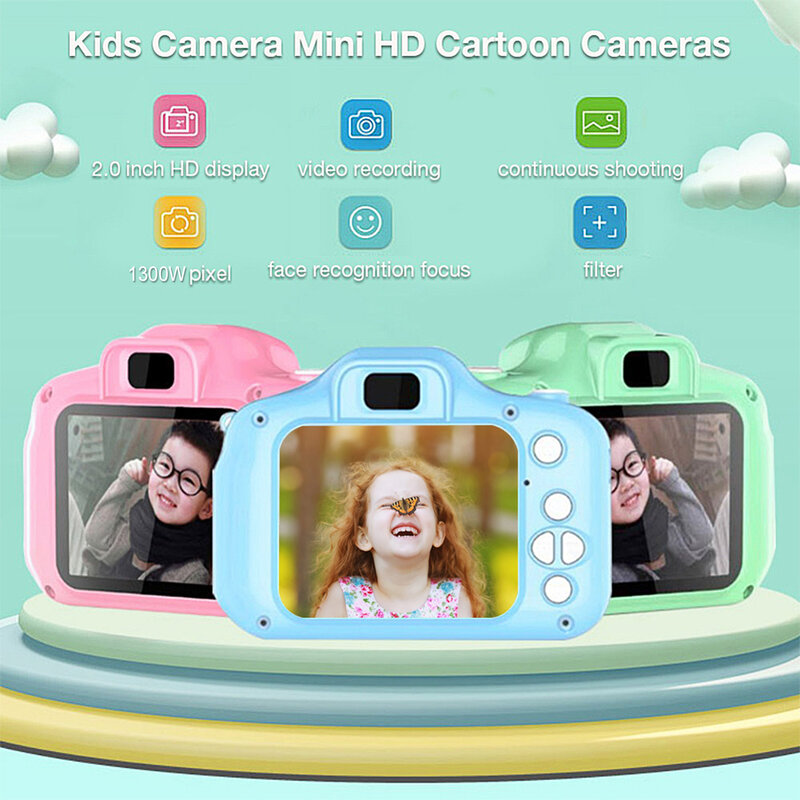 كاميرا 1300 وات للأطفال كاميرا فيديو رقمية مع شاشة 2.0 بوصة HD كاميرا كرتونية رقمية للأطفال لعبة محمولة للأطفال