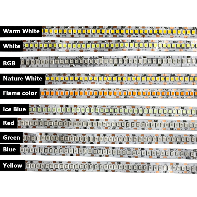 Bande lumineuse Led RGB PC SMD 2835, blanche, étanche, Flexible, 5V 12V 24V