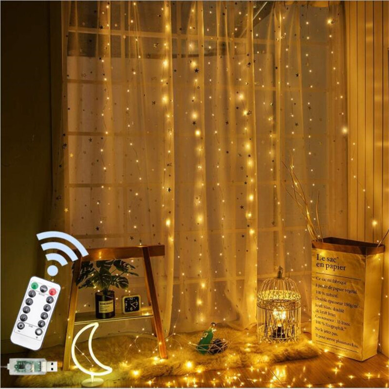 عن بعد LED سلسلة أضواء الستار USB بطارية الجنية أضواء جارلاند Led حفل زفاف عيد الميلاد أضواء الديكور للمنزل ديكور