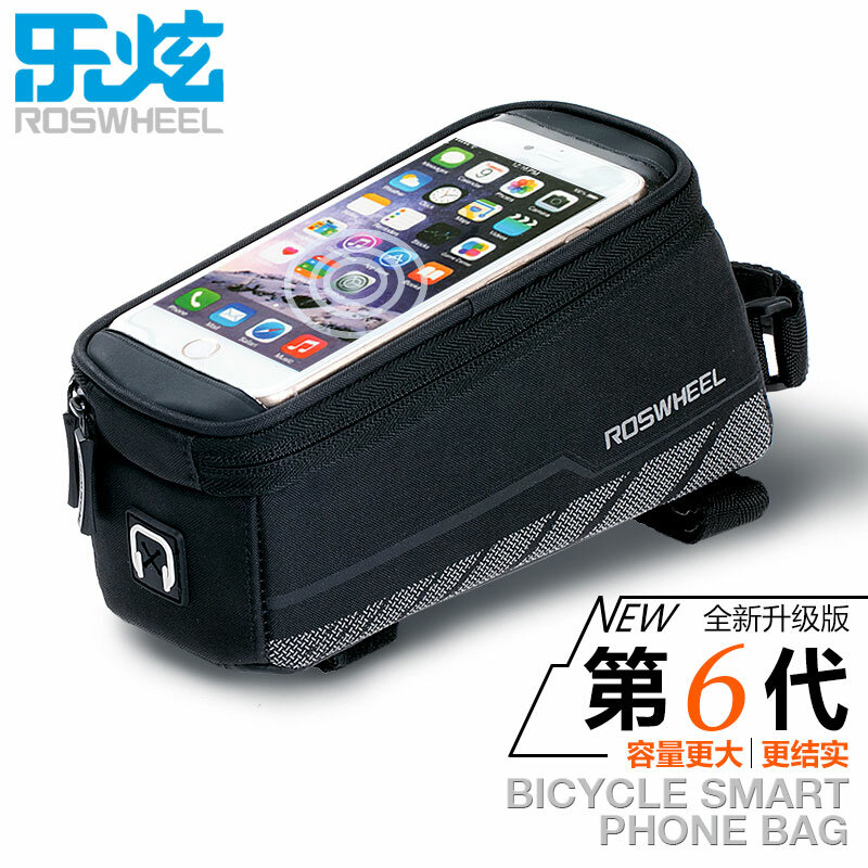ROSWHEEL-حقيبة دراجة ، إطار دراجة ، IPHONE ، حامل حقيبة هاتف محمول ، جراب