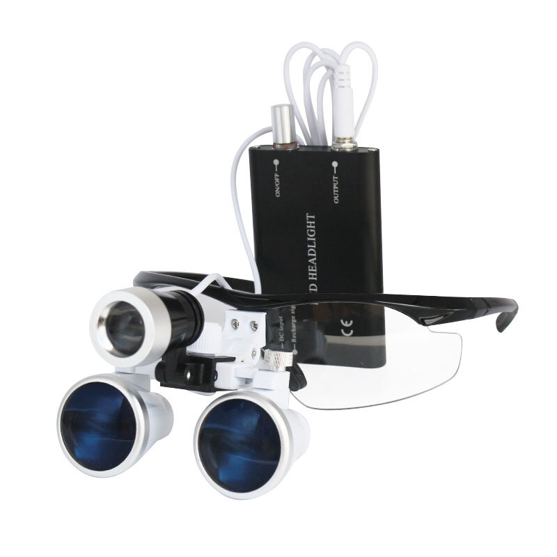 420mm Dental Magnifier 3.5X Dental Loupes with LED Headlight Head Lamp with Rechargeable Lithium Battery