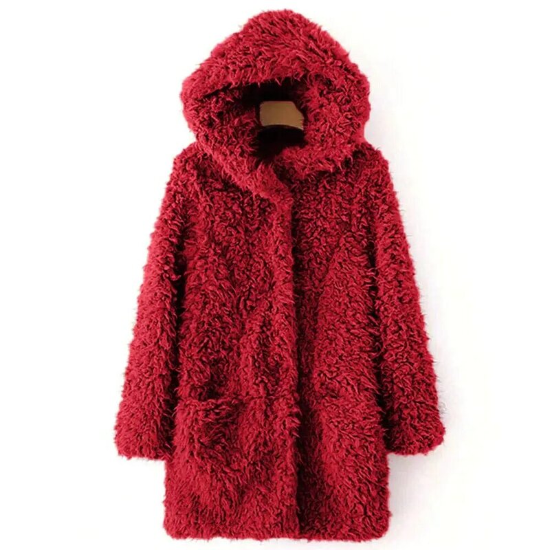 Zogaa casaco feminino de inverno com capuz, jaqueta quente peluda e de manga longa plus size