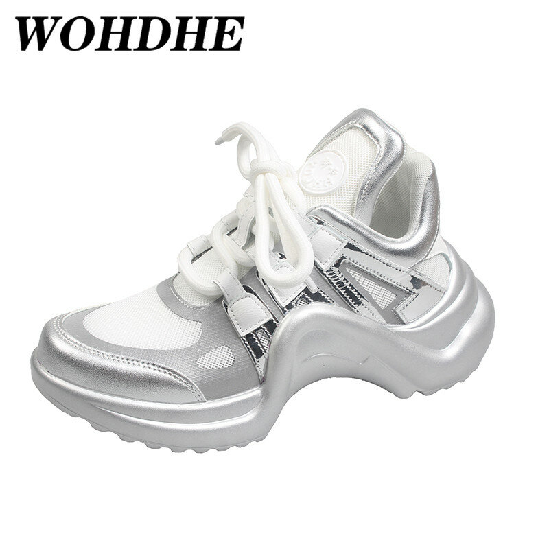 WOHDHE Women Running Breathable Retro Sports Sneaker Wearable Light Sport Shoes Non-slip Lace-up White Black Sneakers