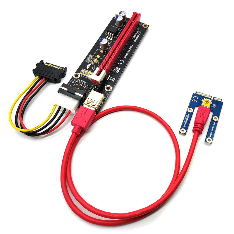 USB 3,0 Mini PCI-E Riser SATA a 4 pines 6 pines 16X extensor PCIE Riser adaptador de tarjeta Cable de alimentación para minería de Bitcoin Litecoin