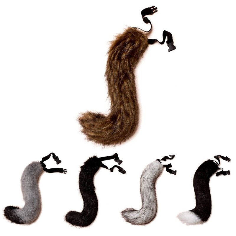 Faux Fur Animal Bendable Tail Furry Wolf Dog Anime Halloween Cosplay Party Prop L41B