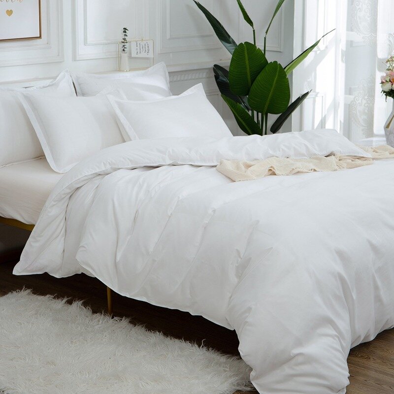 Ägyptischer Baumwolle Weiß Bettwäsche Set Satin Streifen Luxus Bettwäsche Euro Doppel Bettbezug-set Königin Größe Tröster Set Keine blatt
