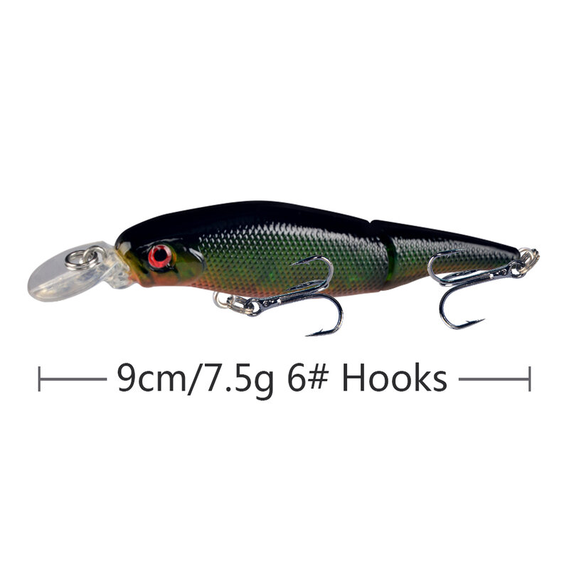 حار بيع 1 قطعة قسمين أسماك Wobblers 90 مللي متر 7.5g الصيد السحر 3D عيون Crankbaits Pesca