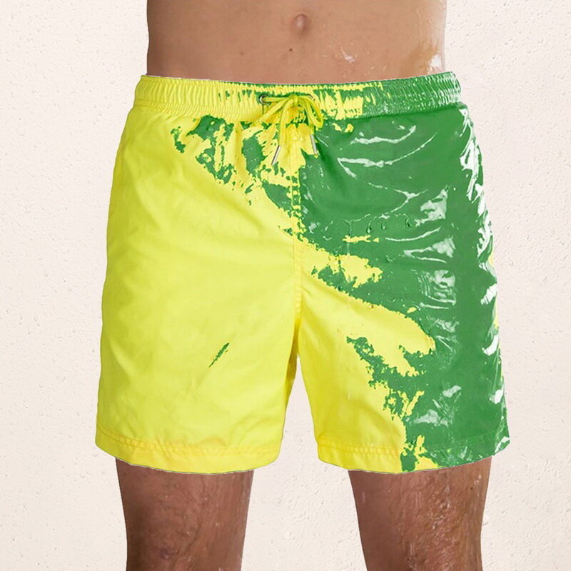 Pantalones cortos de playa para hombre, bañadores cortos con cambio de Color mágico, de cintura baja, traje de baño de Surf, secado rápido, 2021