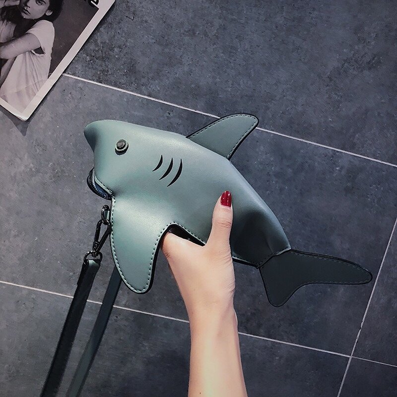 Cute Shark Shape designerska torba damska torba na ramię nowa moda luksusowa torebka najwyższej jakości skórzana torba Crossbody Lady Cartoon torebka