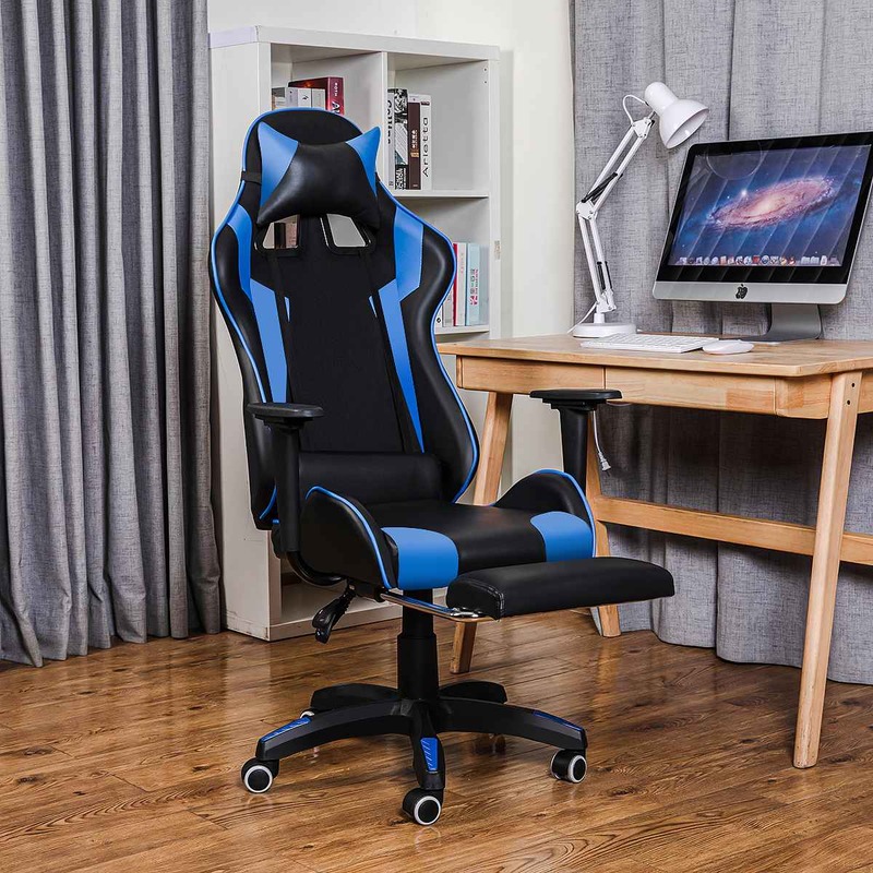 Chaise de Gaming en cuir PU, confortable, inclinable à 155 degrés, pour ordinateur de bureau