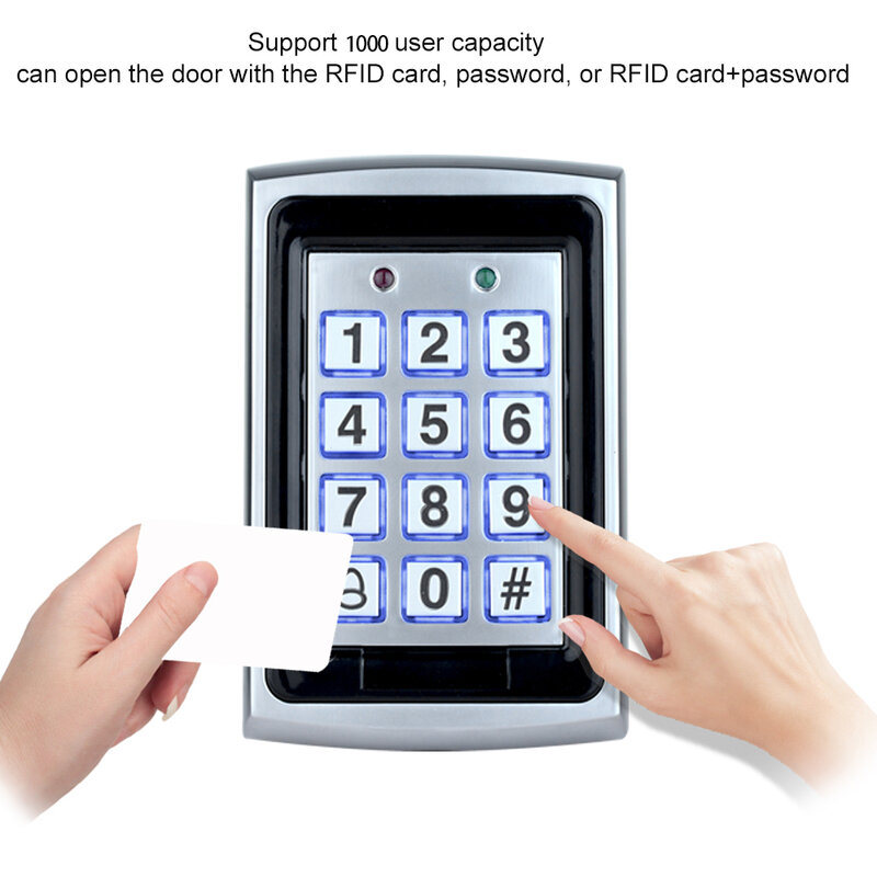Keypad Kontrol Akses Logam RFID Penutup Tahan Air Tahan Hujan Pembuka Pintu Luar Ruangan Sistem Kunci Elektronik 10 Buah Gantungan Kunci EM4100