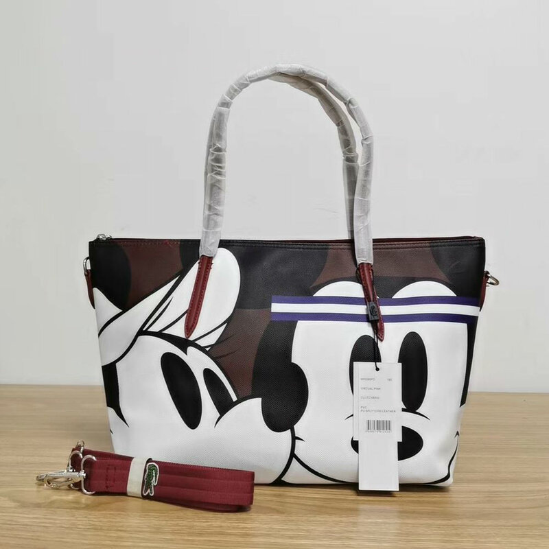 Crocrogo-Bolso con estampado de dibujos animados de cocodrilo y Mickey para mujer, grande, informal, de compras, bolso de hombro tipo Shopper
