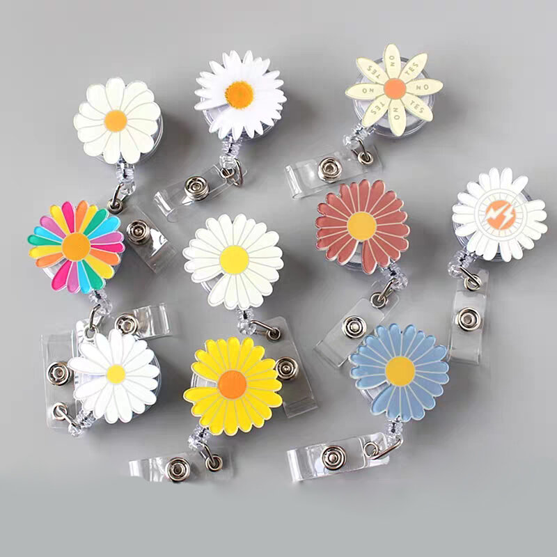 2021New Fashion Flower Cartoon Retractable Badge Reel The New Student Nurse Exihibiton ID Name Card Badge Holder Office Supplies