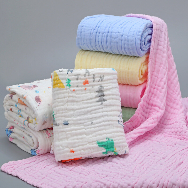 6ชั้น Muslin Swaddle ผ้าห่มเด็กทารกแรกเกิด Muslin Swaddle ผ้าปูที่นอนที่กำหนดเองผ้าห่ม Couverture Bebe Emmaillotage