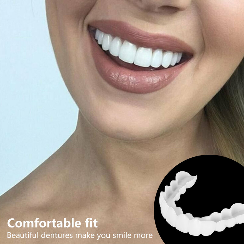 Protetor de dentes instantâneo para cuidado oral, dentes falsos de polietileno para imitação de próteses dentárias, cuidado com a boca, sorriso