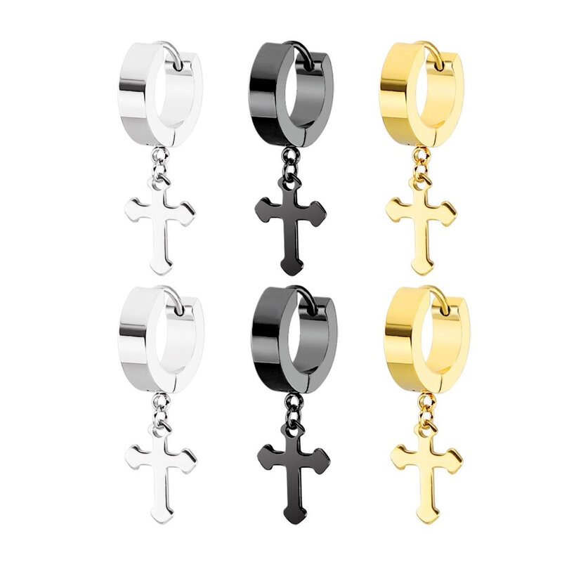 Korean Cross Unisex Earrings For Women 2020 Trendy Hiphop/Rock Stainless Steel Earrings Crucifix Jewelry Women Earring Wholesale