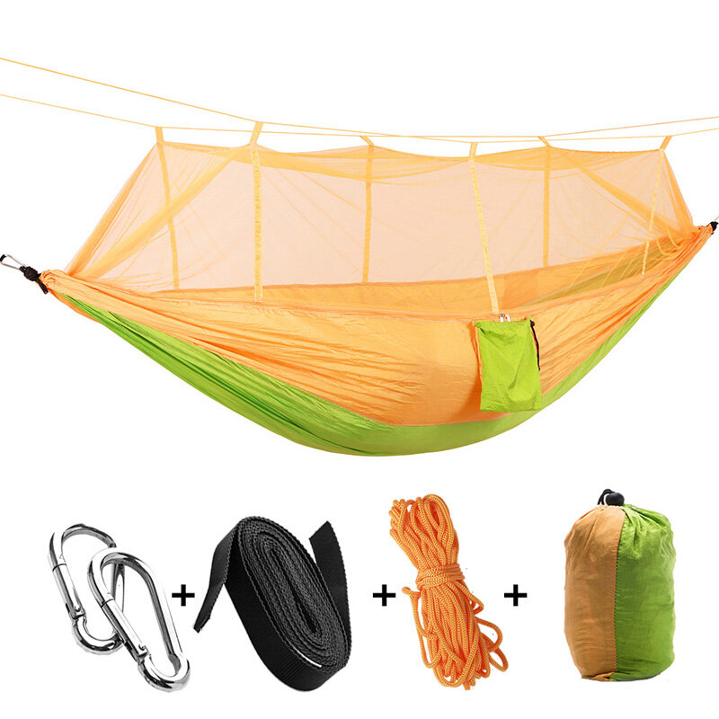Hohe Qualität Outdoor Camping Hängematte mit Moskito Net Hohe Festigkeit Fallschirm Stoff Hängen Bett Jagd Schlaf Schaukel