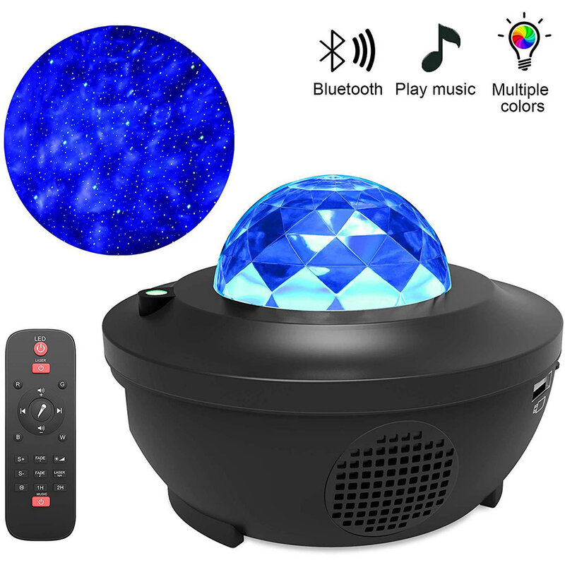 LED Star Galaxy Projector Light Sky Star Moon Laser Colorful LED Ocean Wave Music  Rhythm Lamp Room Decor Rotate Porjectors