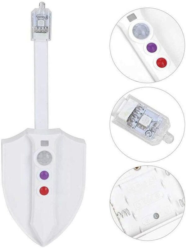 Sensor de movimiento inteligente PIR de luz LED nocturna para asiento de inodoro, luz de fondo impermeable para lámpara de WC, 8 colores