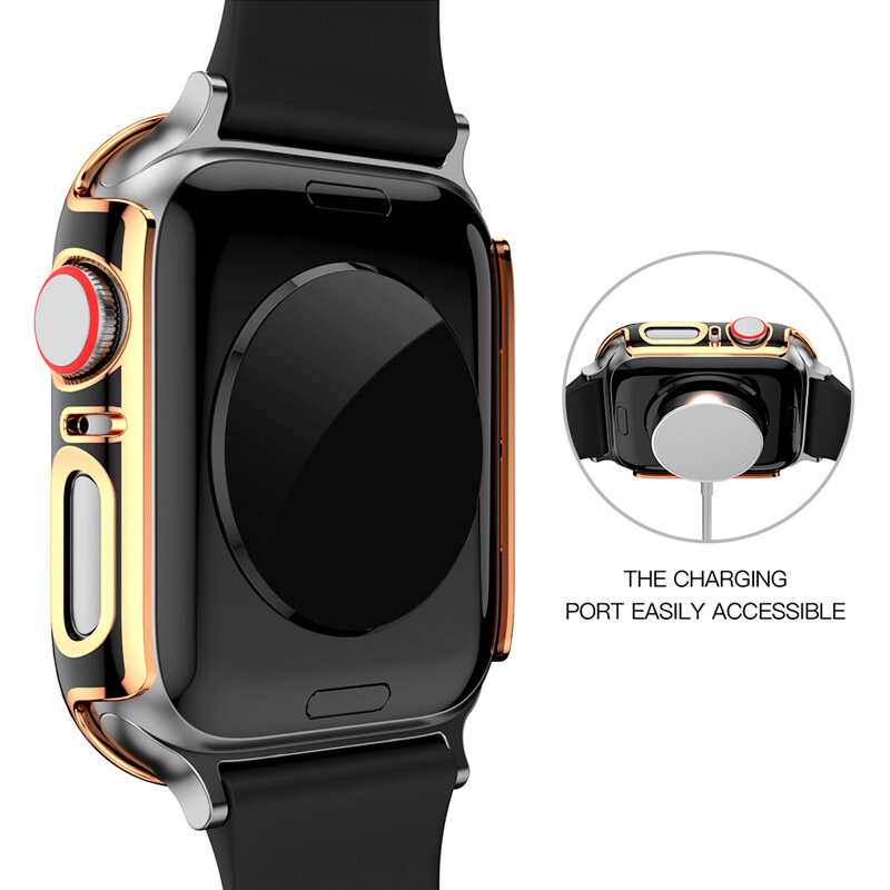 Capa com película de vidro para apple watch, acessório protetor de tela e amortecedor para iwatch 44mm 40mm 42mm 38mm série iwatch se 6 5 4 3 2