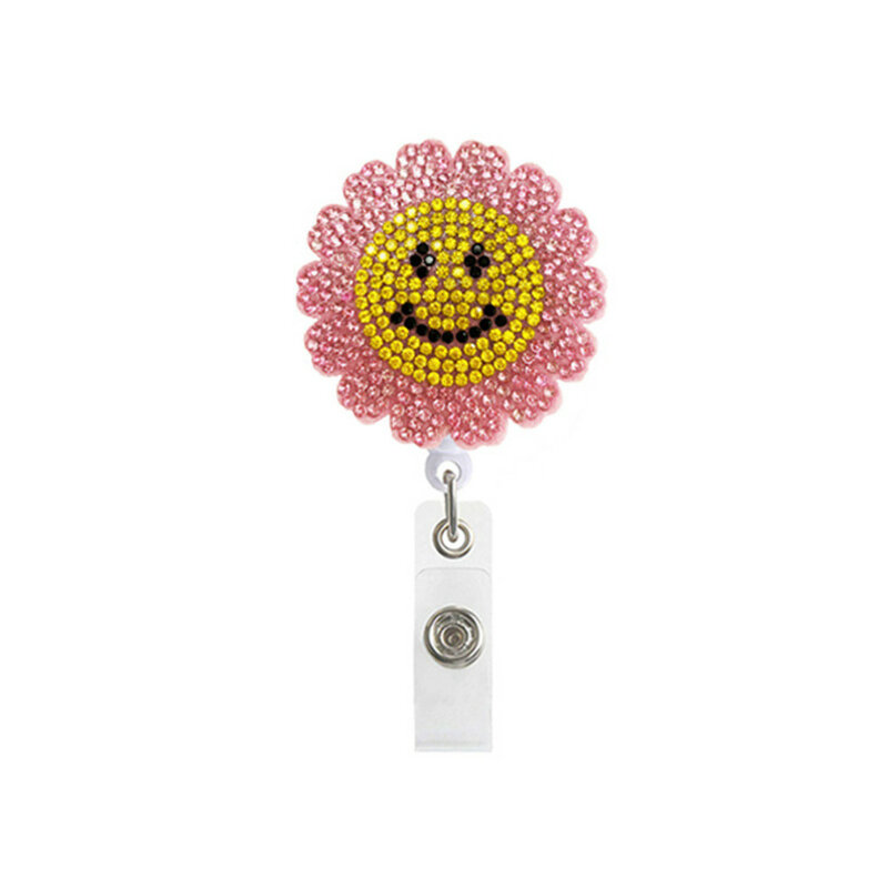 5 Color Fashion Cute Sunflower Shape Retractable Nurse Badge Reel Clip Badge Holder Students Doctor Id Card Holder