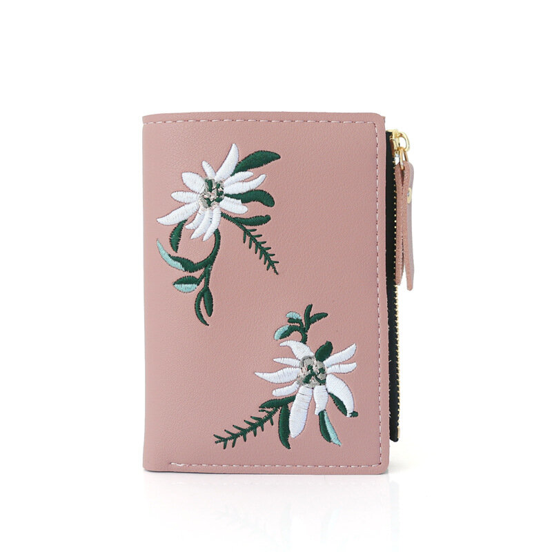 Nuovi portafogli da donna stampa fiore portafoglio corto per donna cerniera Mini portamonete portafoglio piccolo da donna porta carte di credito in pelle femminile