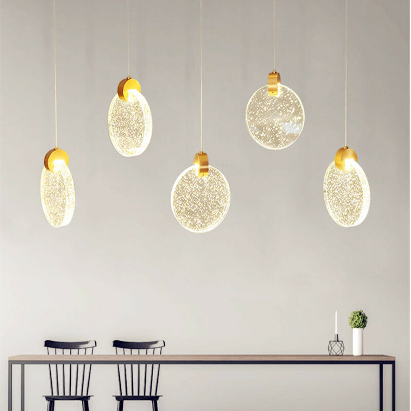 Design moderno led luzes pingente simples personalidade de cristal pendurado lâmpada pingente de vidro para sala estar quarto decoração interior