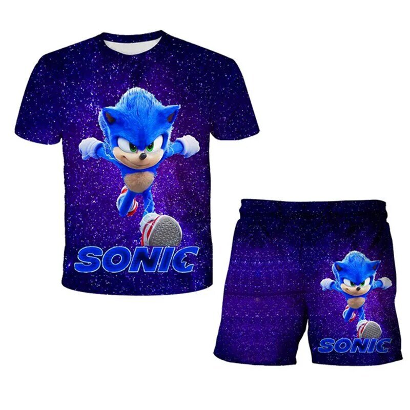 3D Boys Clothes Sonic T Shirt Summer Kids Baby Cartoon Shorts Boy Outfit Sport Suit Children Clothing Set 4-14 Years Baby Sets