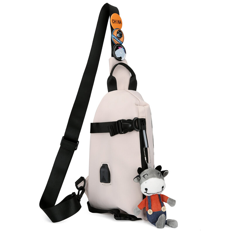 Oxford – sac à bandoulière étanche de grande capacité pour hommes et femmes, sacoche de poitrine avec pendentif, chargeur USB latéral unisexe