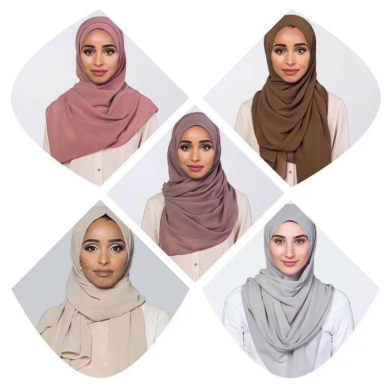 10 Stks/partij Groothandel Moslim Hijab Sjaal Vrouwen Tulband Bubble Chiffon Foulard Hoofdband Sjaals Sjaals Wraps Zachte Bandana Sjaals