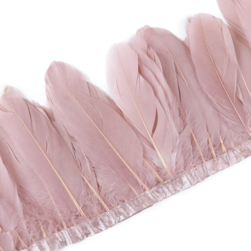 6-8 Inch Goose Feathers Trim For Crafts Pink Plumas On Ribbon Wedding Dress Accessories Hanging Wall Decorative Feathers 2 Yards