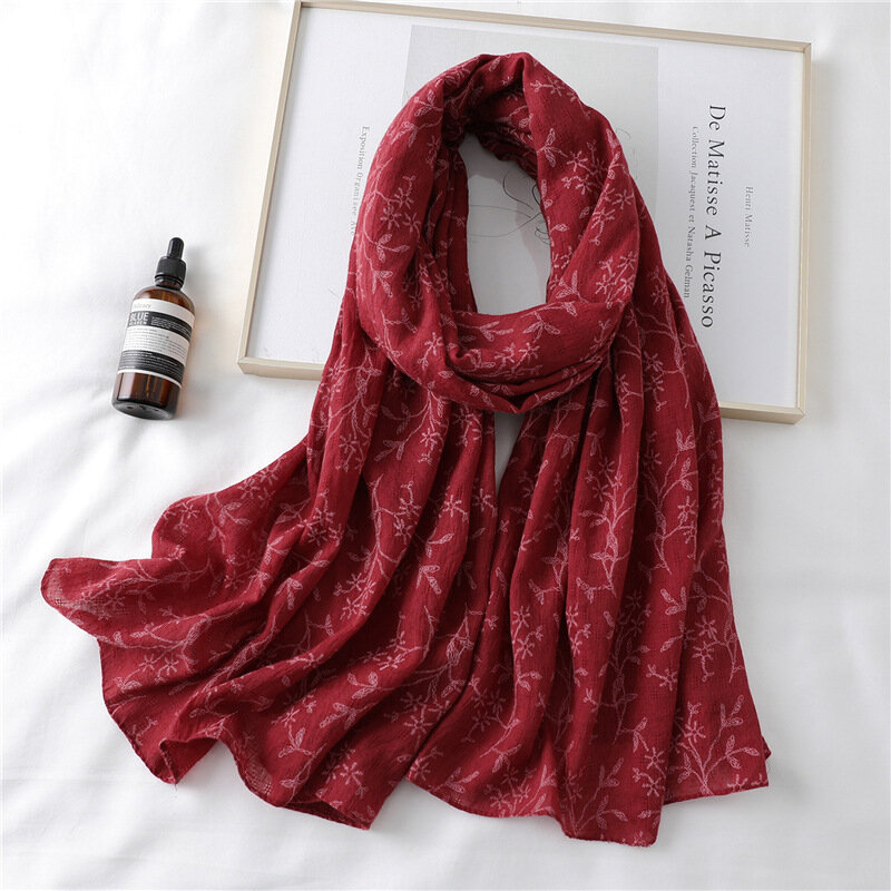 Модный дизайнерский шарф из 2022 хлопка, хиджаб, женская теплая мягкая шаль с принтом, Женская ткань, длинная бандана 180*75 см
