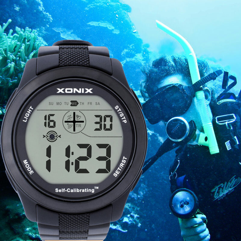 Relógio de mergulho impermeável para homens, relógio masculino multifuncional, relógios esportivos, moda profissional, 100m