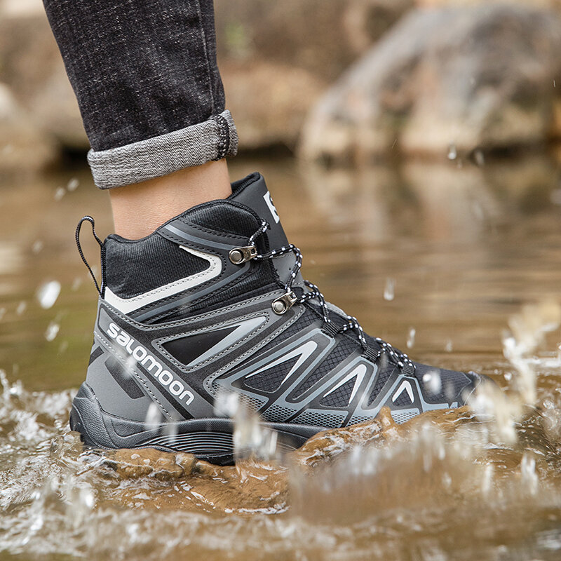 Novos sapatos esportivos masculinos da forma, sapatos de caminhada ao ar livre de alta qualidade do lazer, respirável, à prova dwaterproof água, sapatos antiderrapantes, tênis