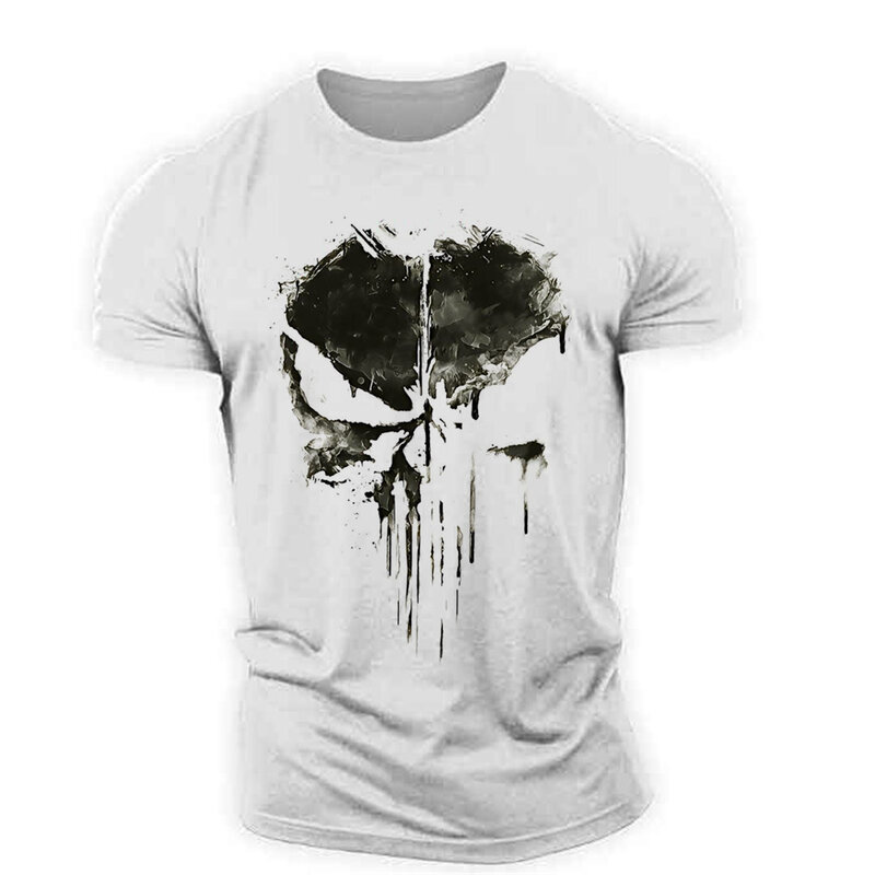 Camisetas con gráfico de calavera Punisher para hombres, ropa deportiva para exteriores, camisetas ligeras, delgadas y transpirables de elasticidad