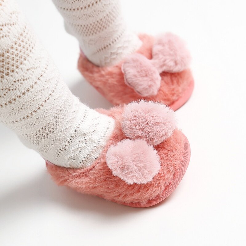 Infant Baby Feste Flock Weiche Casual Schuhe Erste Wanderer Mode Kleinkind Mädchen Krippe Schuhe Mit Niedlichen Bogen 0-18M