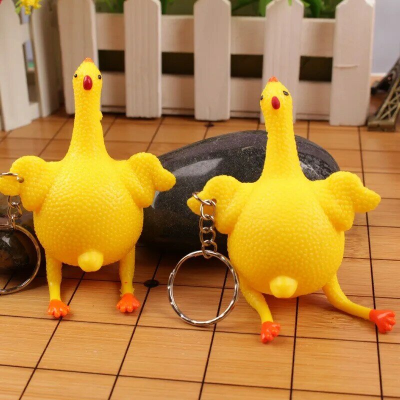 NEUE Blase Sensorischen Spielzeug Nette Hühnerei Legehennen Überfüllten Stress Ball Kreative Lustige Parodie Heikles Gadgets Spielzeug Huhn Keychain