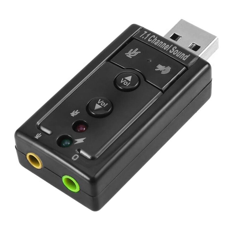 Tarjeta de sonido USB 7,1, adaptador de Audio para micrófono, auriculares estéreo, compatible con sonido 3D para escritorio y portátil, 3,5mm