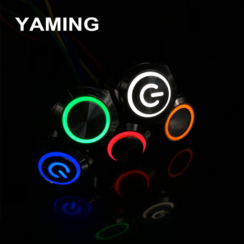 22 мм металлический кнопочный выключатель Мгновенный/защелкивающийся цветной полезный прочный светодиодный светильник, водонепроницаемый...